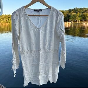 For Love & Lemons v neck mini dress w fringe- M